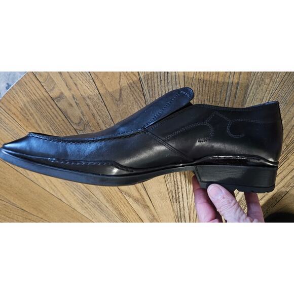 Bacco Bucci Black Leather Square-toe Loafers, Made in Italy, size 10 1/2 main image 8